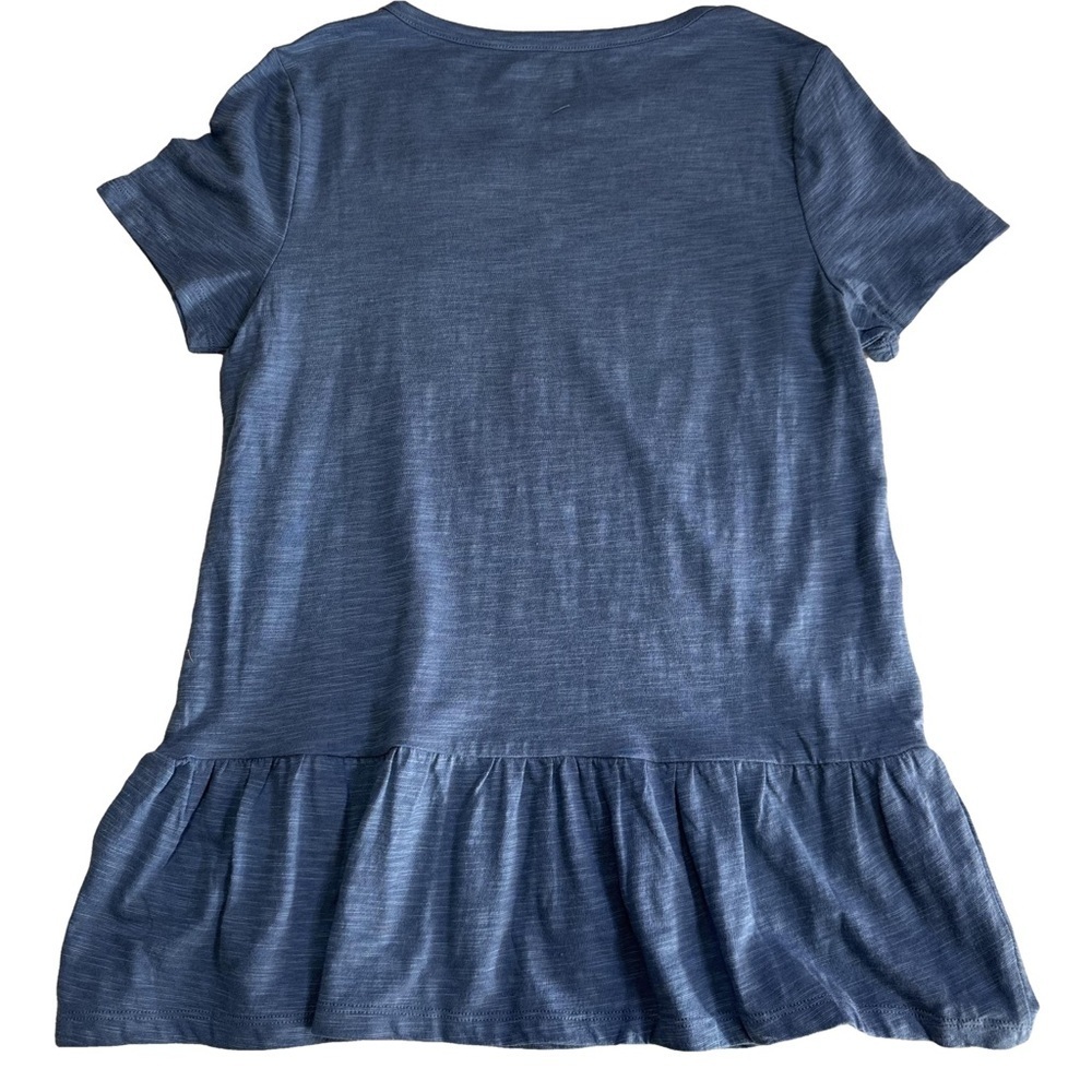 Naturals Denim & Co Blue Jersey Knit Top Shirt Tee Size XXS Peplum Ruffle NWOT - Picture 12 of 13